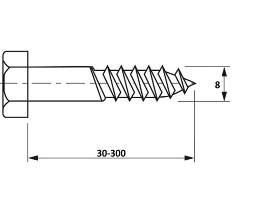 8x30-300 Állványcsavar